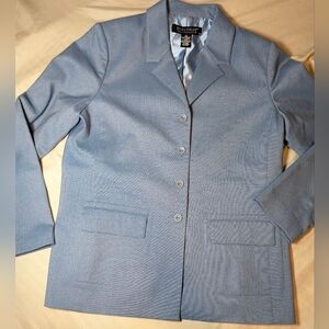 Dialogue Women's Light Blue Suit  Blazer Jacket Vintage Size 12